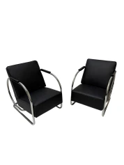 Art Deco Modernist Bauhaus Tubular Steel Lounge Chairs by Frits Kuyken, 1936